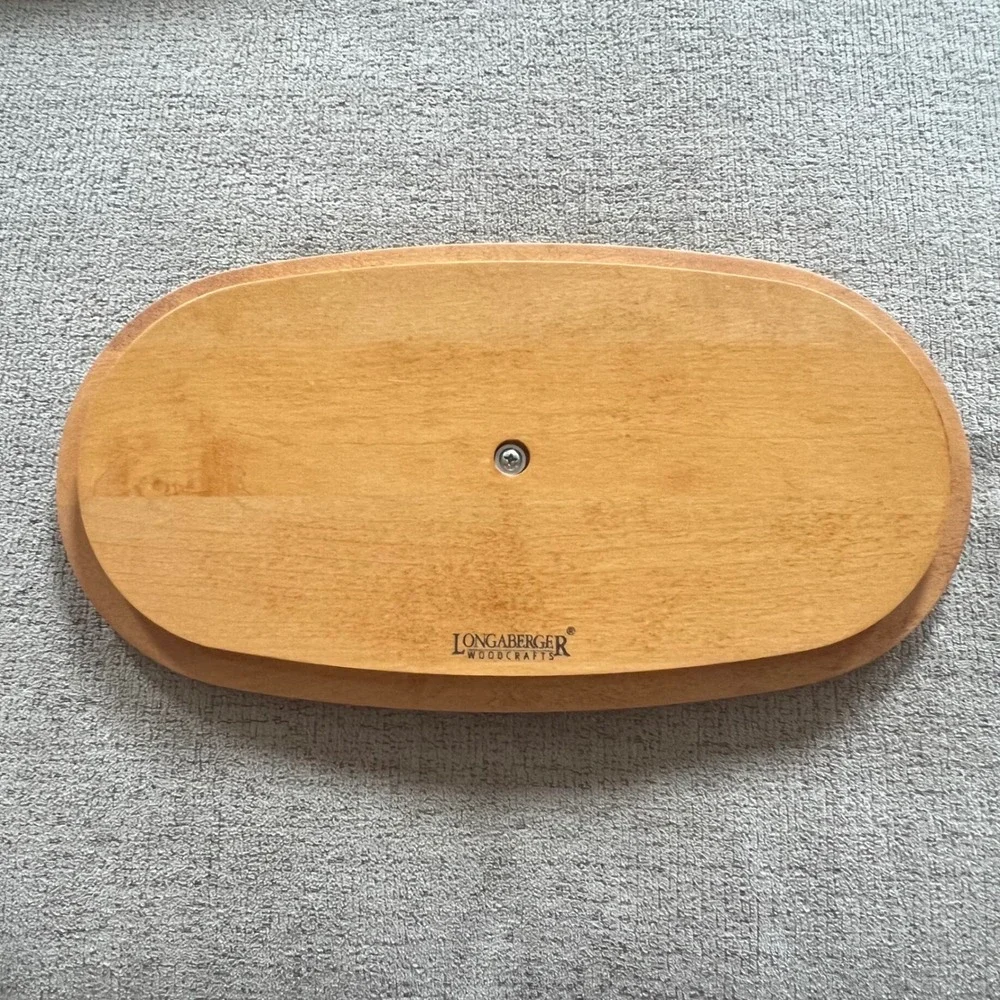 Longaberger Woodcrafts 1997 Traditions Basket Lid Oval Wood w/ Black Knob 55930